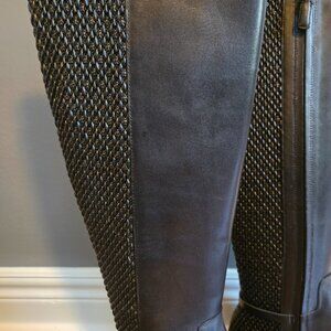 Cole Haan Black Leather Isabell stretch mid-calf riding boot  (NEW)